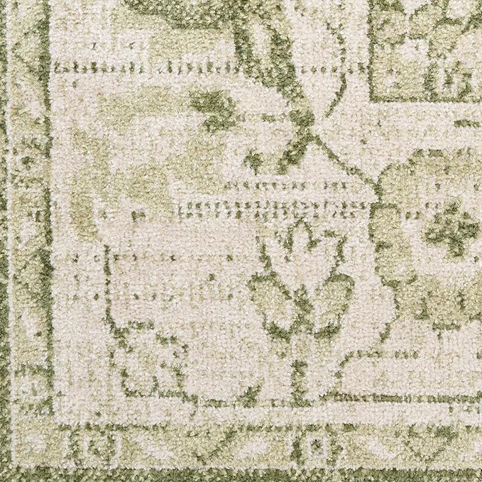 Nourison Home Astra Machine Washable Ivory Green 5'3" x 7' Area Rug - Easy Clean, Non Shedding, Bed Room, Living Room, Dining Room, Kitchen (5' x 7')
