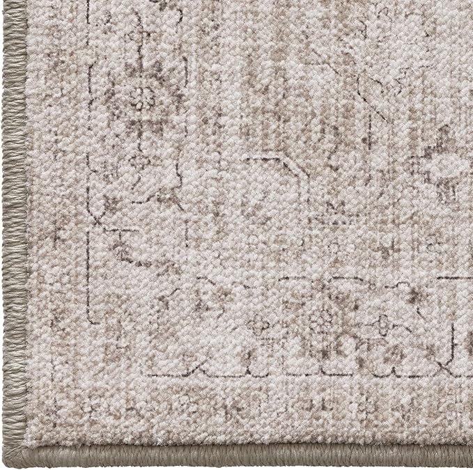 LUMI Washable 5x8 Area Rug for Living Room, Ultra Soft Vintage Rug with TPE Non Slip Backing, Stain Resistant, Low Profile Carpet High Traffic for Bedroom, Dining Room