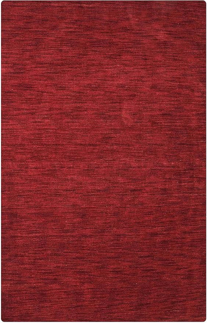 Rugsotic Carpets Hand Knotted Loom Wool ECO-Friendly Area Rugs - 3'x5', Rectangle, Red Color, Solid Plain Design, High Pile Thick Handmade Anti Skid Area Rugs for Living Room, Bed Room (L00111)