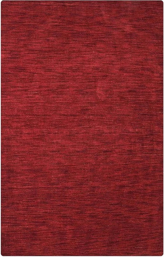 Rugsotic Carpets Hand Knotted Loom Wool ECO-Friendly Area Rugs - 8'x10', Rectangle, Red Color, Solid Plain Design, High Pile Thick Handmade Anti Skid Area Rugs for Living Room, Bed Room (L00111)