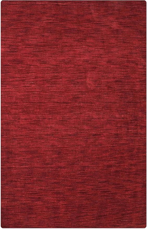 Rugsotic Carpets Hand Knotted Gabbeh Wool 5'x8' Area Rug Solid Red L00111