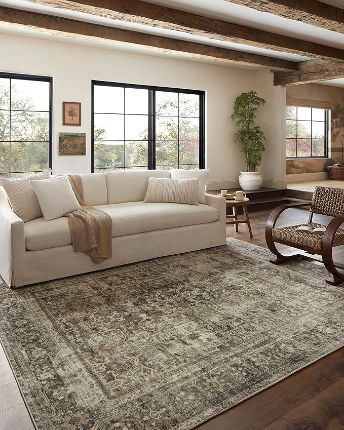 Loloi Magnolia Home by Joanna Gaines Sinclair Collection SIN-01 Pebble/Taupe 5'-0" x 7'-0", .25" Pile Height, Machine Washable, Area Rug