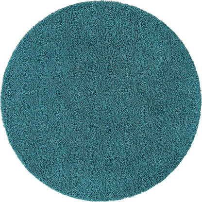 Unique Loom Solid Shag Collection Area Rug (7' 1" Round, Deep Aqua Blue)