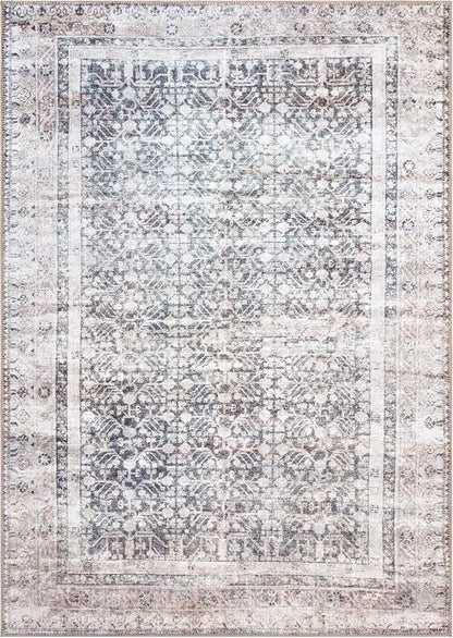 Bloom Rugs Washable Non-Slip 3' x 5' Rug - Tan/Blue/Green Traditional Area Rug for Living Room, Bedroom, Dining Room, and Kitchen - Exact Size: 3' x 5'