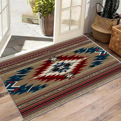 Navajo Rug 3x5 - Southwestern Tribal Ethnic Rustic Cabin Rugs for Bedroom Non Slip Low Pile Machine Washable Area Rugs for Living Room Kitchen, Navajo Carpet House Decor & Gifts