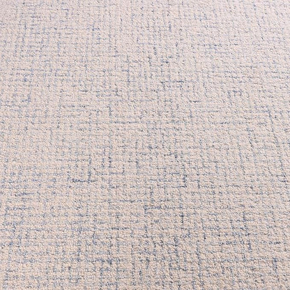 Hand-Tufted 100% Wool Pile Area Rug – Geometric Textured Grid Check Pattern – Thick and Durable Floor Carpet for Bedroom, Living Room, Kids Room, and Dining Area (Ivory Blue, 3' x 5')