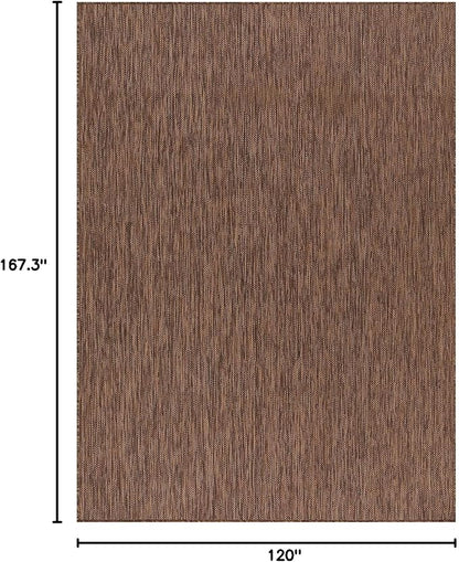 Beverly Rug Indoor Outdoor Rug 10x14, Washable Outside Carpet for Patio, Deck, Porch, Solid Modern Area Rug, Water Resistant, Gold Brown