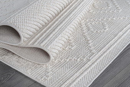 Beverly Rug Micro Loop Large Area Rug White 10x14 Modern Luxury Boho Geometric Durable Indoor Area Rugs for Living Dining Room Office Stain Resistant Non Shedding Casual Indoor Carpet White 10 x 14