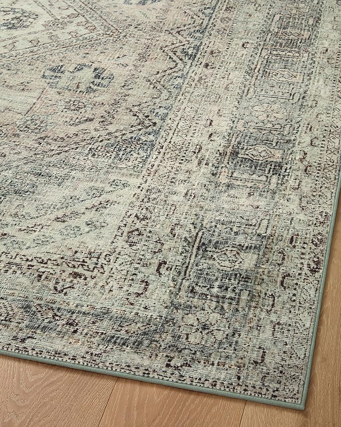 Loloi Magnolia Home by Joanna Gaines Sinclair Collection SIN-04 Natural/Sage 2'-3" x 9'-6", .25" Pile Height, Machine Washable, Runner Rug