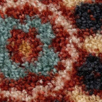 Maples Rugs Reggie Floral Runner Rug - Made in USA - Washable, Non Slip Indoor Carpet for Kitchen, Hallway, and Laundry Room, 1'8 x 4', Merlot