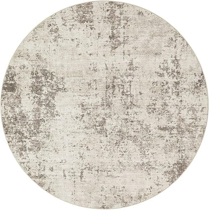 8ft Round Area Rug Living Room Rugs - 8x8 Washable Neutral Modern Abstract Soft Thin Rug Indoor Floor No Slip Rug Carpet for Bedroom Under Dining Table Home Office Decor - Dark Brown