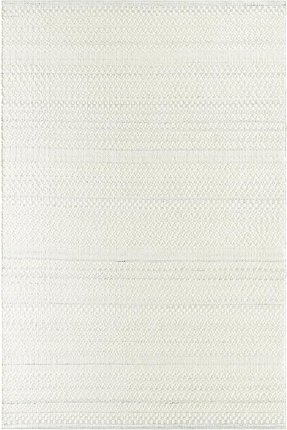 Mark&Day Wool Rugs, 5x8 Precious Solid and Border Cream/Light Slate Area Rug, Cream Grey Carpet for Living Room, Bedroom or Kitchen (5' x 7'6")