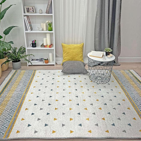 Alfa Rich 3x10 Gold Gray Off White Washable Area Rugs for Living Room Hallway Kitchen Decor Runner