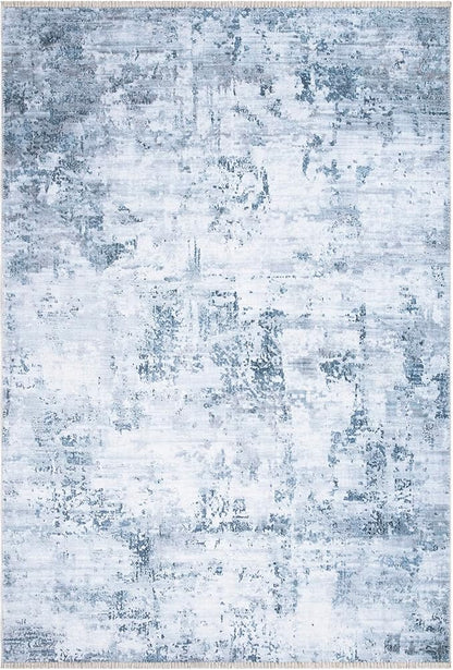 Bloom Rugs Caria Washable Non-Slip 5x7 Rug - Blue/Gray Modern Abstract Area Rug for Living Room, Bedroom, Dining Room, and Kitchen - Exact Size: 5' x 7'
