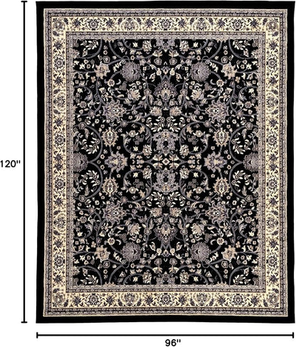 Rugs.com Yasmin Collection Rug – 8' x 10' Black Medium Rug Perfect for Living Rooms, Large Dining Rooms, Open Floorplans