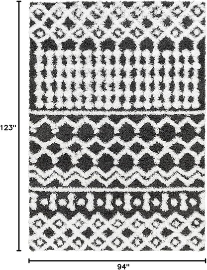 Livabliss Hapsburg Moroccan Shag Area Rug,7'10" x 10'3",Black/White