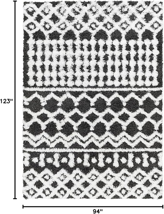 Livabliss Hapsburg Moroccan Shag Area Rug,7'10" x 10'3",Black/White