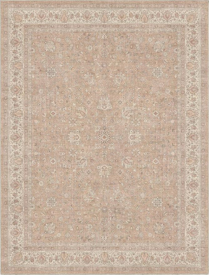 Well Woven Asha Rome Beige Cream 7'7" x 9'10" Area Rug - Oriental Floral Pattern, Easy Clean, Floor-Friendly Backing - for Living Room, Bedroom, and Dining Room