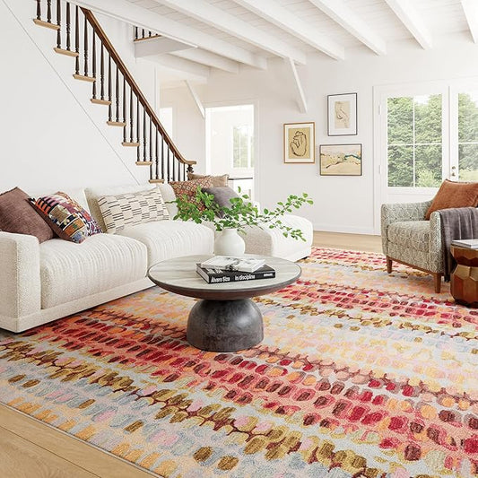 Dash & Albert Paint Chip Pastel Machine Washable Rug, 8.5 X 11.5 Feet, Multicolored Geometric Pattern