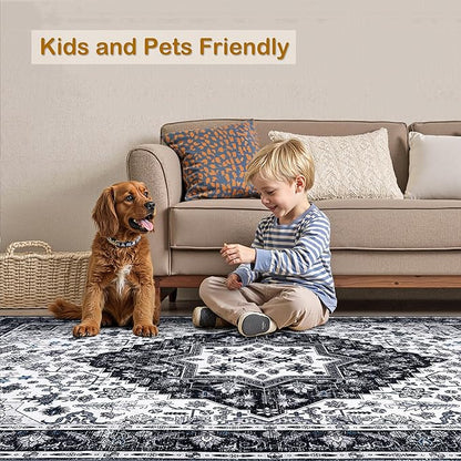 Area Rugs 4x6,Boho Vintage Oriental Washable Rugs,Collapsible Area Rug for Bedroom, Entryway, Kitchen, Bathroom