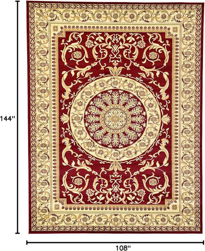 Unique Loom Versailles Collection Traditional Classic Medallion Floral Motif Area Rug (9' 0 x 12' 0 Rectangular, Burgundy/ Ivory)