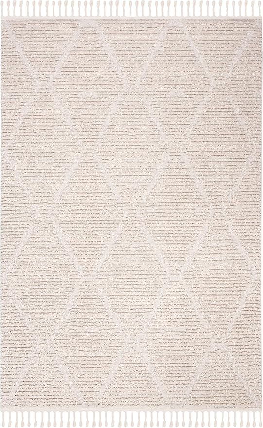 SAFAVIEH Marrakesh Collection Area Rug - 6'6" x 9', Beige, Moroccan Boho Tribal Tassel Design, Non-Shedding & Easy Care, Ideal for High Traffic Areas in Living Room, Bedroom (MRK517C)