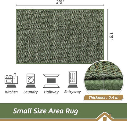 BEQHAUSE 20"x32" Entryway Rug Indoor Door Mat Non-Slip Washable, Hallway Rugs Absorbent & Stain Resist Hall Carpet Runner Rugs for Entryway, Front Door Floor Mats Laundry Room Rugs for Entry, Green