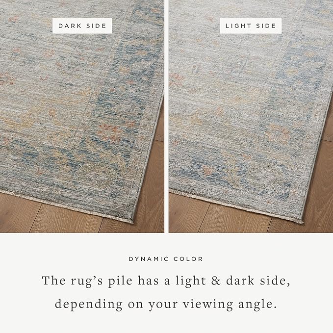 Loloi Magnolia Home by Joanna Gaines Millie Collection MIE-04 Slate/Multi 7'-10" x 7'-10", .25" Pile Height, Round Area Rug