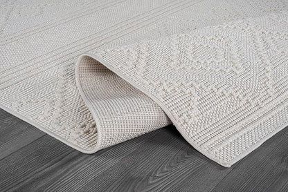Beverly Rug Micro Loop Area Rug White 5x7 Modern Luxury Soft Boho Geometric Durable Indoor Area Rugs for Living Dining Room Office Stain Resistant Non Shedding Casual Indoor Carpet White 5 x 7