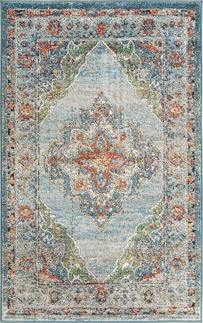 Unique Loom Isabella Collection Area Rug - Rossellini (3' 3" x 5' 3" Rectangle, Blue/ Beige)