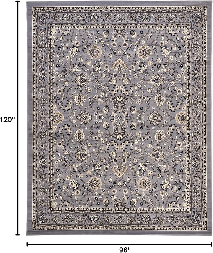 Rugs.com Yasmin Collection Rug – 8' x 10' Gray Medium Rug Perfect for Living Rooms, Large Dining Rooms, Open Floorplans