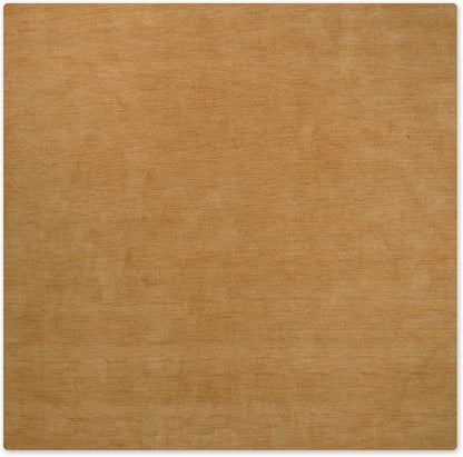Hand Knotted Loom Wool ECO-Friendly Area Rugs - 8'x8', Square, Gold Color, Solid Plain Design, High Pile Thick Handmade Anti Skid Area Rugs for Living Room, Bed Room (L00111)