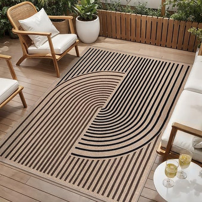 Tangsoo Easy Jute 4x6 Rug for Patio,Non-Slip Dark Brown Indoor Outdoor Carpet,Boho Farmhouse Washable Area Rug Throw Mat for Front Porch Kitchen Bedroom Foyer