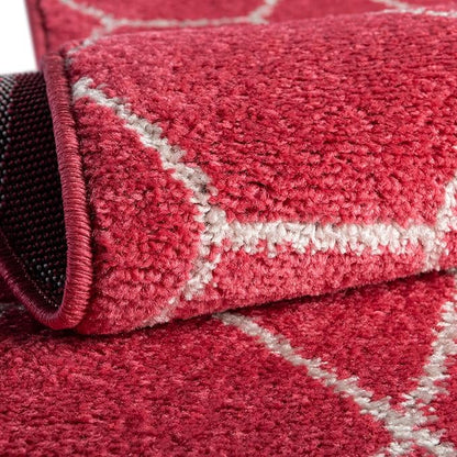 Unique Loom Trellis Frieze Collection Area Rug - Geometric (4' 1" Round, Pink/ Ivory)