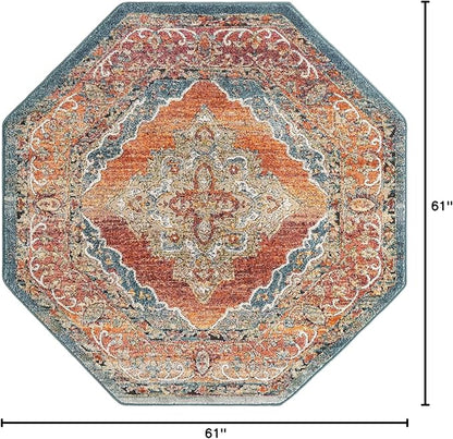 Unique Loom Isabella Collection Area Rug - Rossellini (5' 1" Octagon, Rust Red/ Beige)