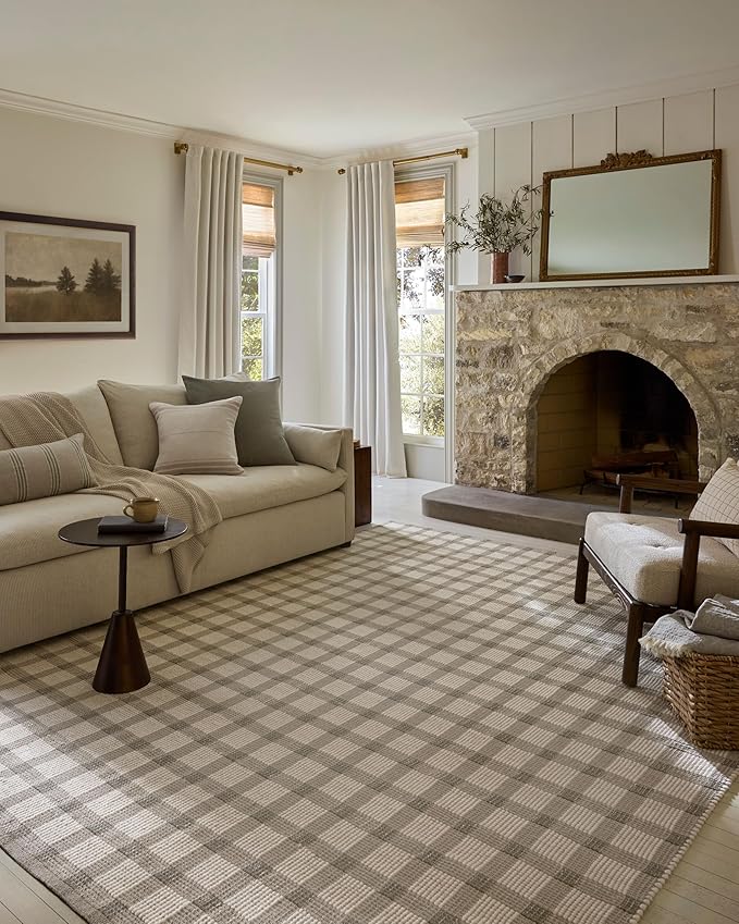 Loloi Magnolia Home by Joanna Gaines Ryder Collection RYD-02 Stone/Ivory 9'-3" x 13' Area Rug
