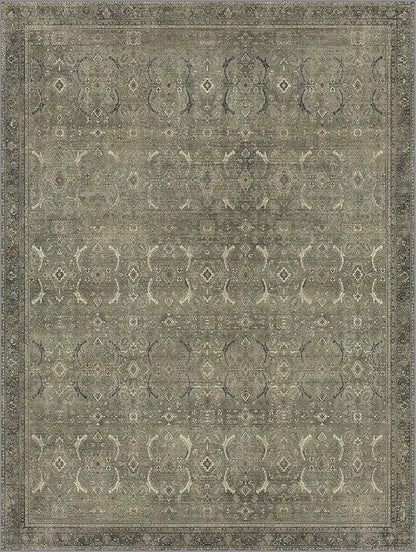 9x12 Area Rug Machine Washable Boho Rug for Living Room,Ultra-Thin Low Pile Carpet,Lightweight Indoor Printed Rug,Non Slip Floral Area Rug for Bedroom, Dining Room, Home Office,Muted Green