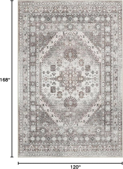 zesthome 10x14 Area Rugs,Stain Resistant Washable Rug,Ultra-Thin Rugs for Living Room,Bedroom,Non-Slip Backing Home Decor Large Area Rug (Brown/Beige,10'x14')