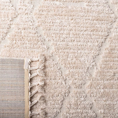 SAFAVIEH Area Rug 8x10 - Marrakech Collection - Large - Beige, Moroccan Boho Tribal Tassel Design, Non-Shedding & Easy Cleaning, Ideal for Living Room, Bedroom, Office, Dining Space (MRK517C)