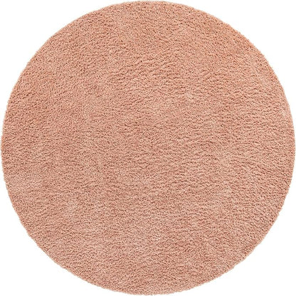Unique Loom Davos Shag Collection Area Rug - Solid (10' Round, Dusty Rose)