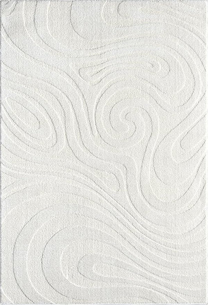 Abani Cozy Cream Area Rug for Living Room, Bedroom - Swirl Waves Pattern - 2' x 3' - Durable & Easy to Clean