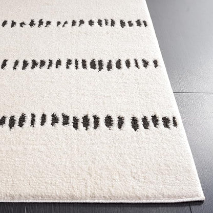 SAFAVIEH Melody Collection Square Rug - 6'7" Square, Ivory & Black, Modern Design, Ideal for High Traffic Areas in Bedroom, Dining Room & Kitchen (MEL114A-7SQ)