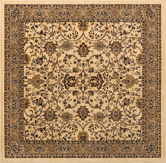 Unique Loom Sialk Hill Collection Area Rug - Washington (8' Square Ivory/Black)