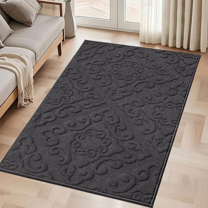 COSY HOMEER Door Mat 36”x60”,Absorbent Dirt Trapper Entryway Rugs,Non-Slip Welcome Mat,Washable Entry Rugs,Low Pile Doormat for Front Back Door,Wet Shoes & Paws,Dark Grey