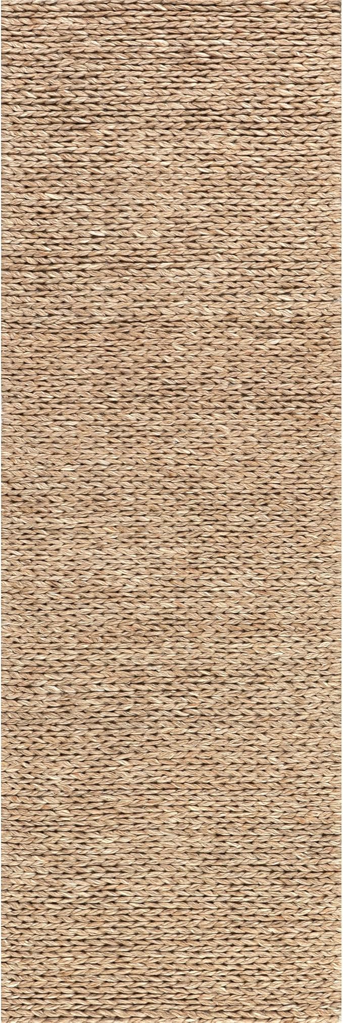 Nuloom Penelope Tan, 2' x 8', Hand-Braided, Wool & Cotton, Soft and Textured, High Traffic, Stain Resistant, Easy Clean, Durable Runner for Bedroom, Living Room, Dining, Foyer, Entryway