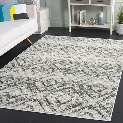 SAFAVIEH Adirondack Collection Area Rug - 4' x 6', Ivory & Dark Green, Geometric Design, Non-Shedding & Easy Care, Ideal for High Traffic Areas in Living Room, Bedroom, Dining (ADR131W-4)