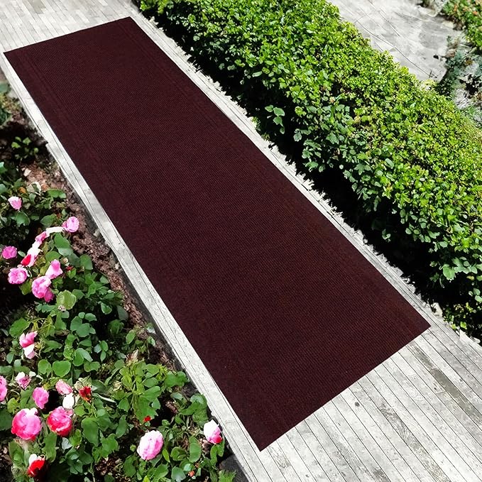 English Home Custom Size Anti Slip Burgundy Design Light Weight Durable TPR Backing Thin Pile Runner Rug (36" x 30')