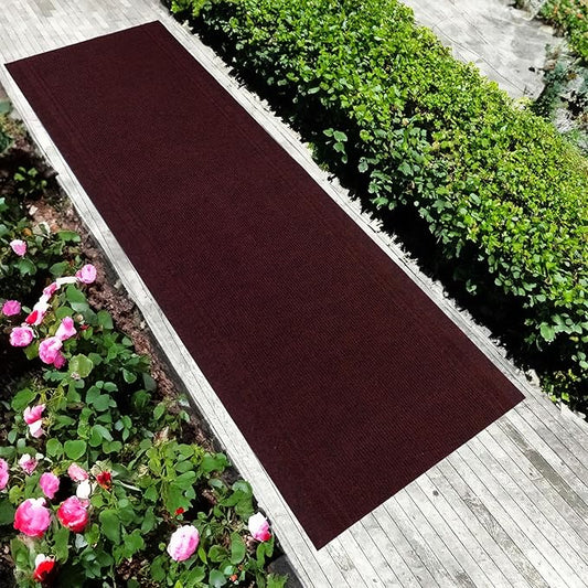 English Home Custom Size Anti Slip Burgundy Design Light Weight Durable TPR Backing Thin Pile Runner Rug (36" x 4')