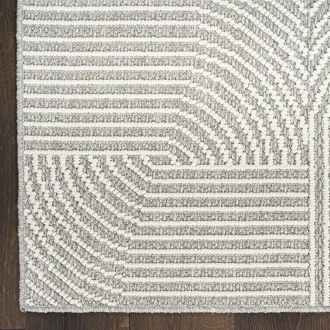 Nourison Home Textured Home Grey Ivory 5'3" x 7' Area Rug - Easy Clean, Non Shedding, Bed Room, Living Room, Dining Room, Kitchen (5' x 7')