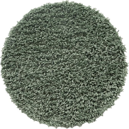 Unique Loom Davos Shag Collection Area Rug - Solid (2' Round, Sage)